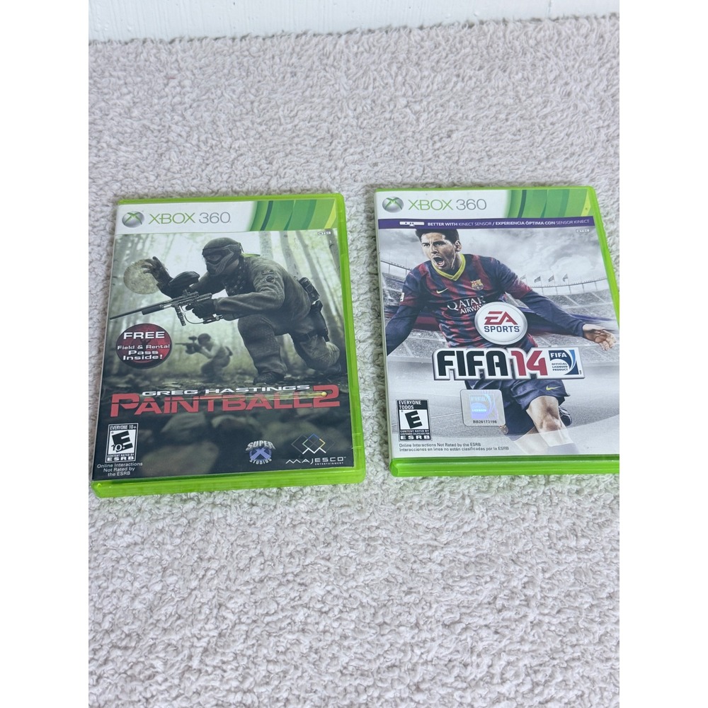 Xbox 360 Game Lot Greg Hastings Paintball 2 & FIFA 14 EA Sports Bundle